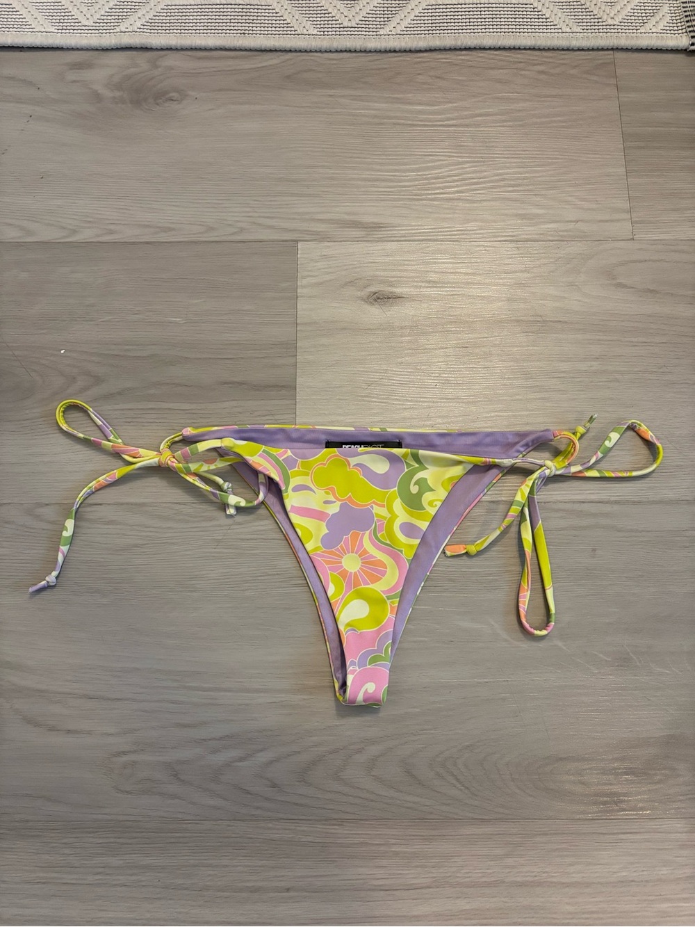 Floral Tie-Side Bikini Bottom in Purple, Lime & Pink